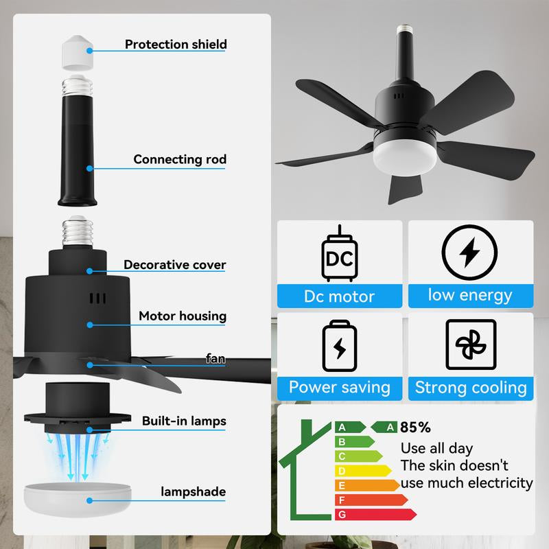 Socket Fan Light with Remote -1800Cfm Ceiling Fan Screws into the Light Socket - #Socketfan