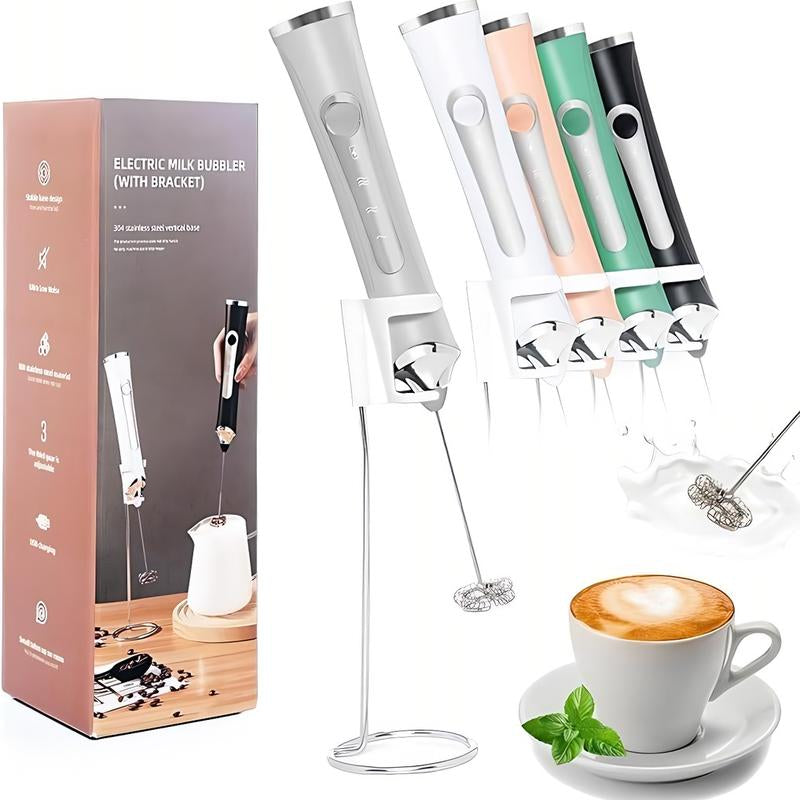 Kitchen Powerful Rechargeable Milk Frother with Stand Handheld Drink Mixer for Coffee, Matcha Electric Foam Maker Beater Household Appliances