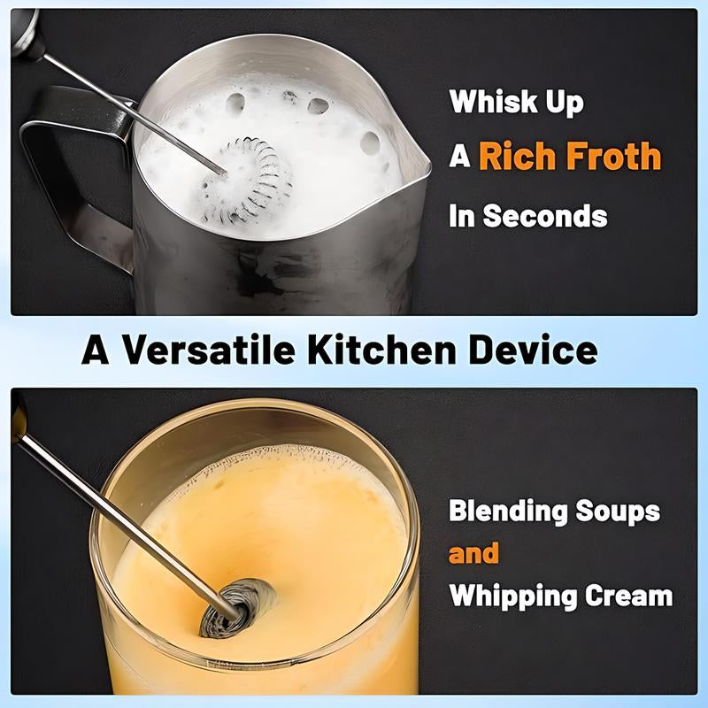 Kitchen Powerful Rechargeable Milk Frother with Stand Handheld Drink Mixer for Coffee, Matcha Electric Foam Maker Beater Household Appliances