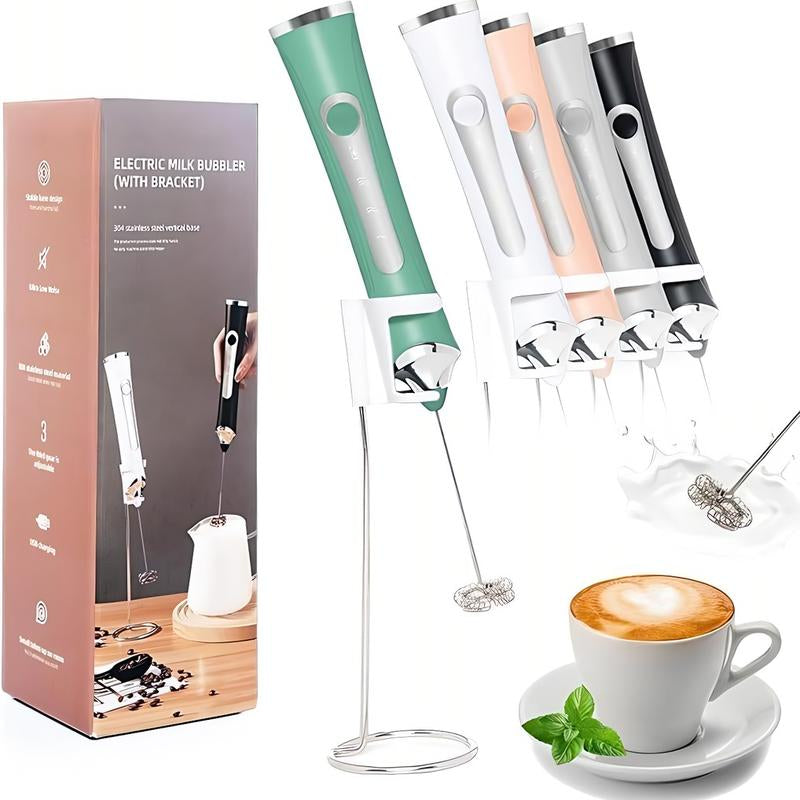 Kitchen Powerful Rechargeable Milk Frother with Stand Handheld Drink Mixer for Coffee, Matcha Electric Foam Maker Beater Household Appliances