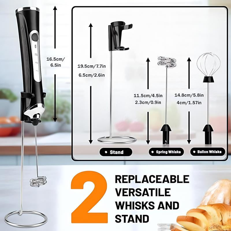 Kitchen Powerful Rechargeable Milk Frother with Stand Handheld Drink Mixer for Coffee, Matcha Electric Foam Maker Beater Household Appliances