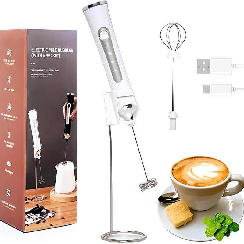 Kitchen Powerful Rechargeable Milk Frother with Stand Handheld Drink Mixer for Coffee, Matcha Electric Foam Maker Beater Household Appliances