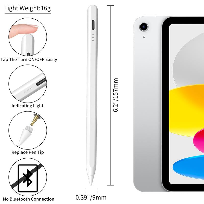 Stylus Pen for Ipad,Fast Charge,With Palm Rejection Tilt Sensitivity, Active Touch Screen Pencil Compatible with Ipad 6/7/8/9/10,Pro12.9&11",Air3/4/5,Mini5/6 Pink Computer Tablet Bluetooth Button Charging Magnetic Writing Smartphone