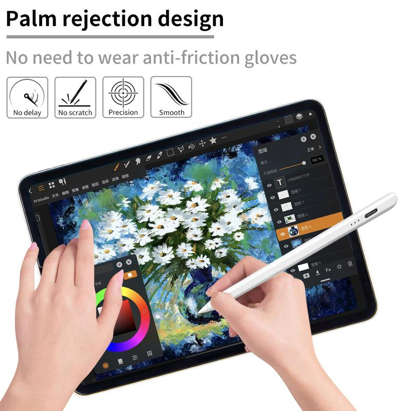 Stylus Pen for Ipad,Fast Charge,With Palm Rejection Tilt Sensitivity, Active Touch Screen Pencil Compatible with Ipad 6/7/8/9/10,Pro12.9&11",Air3/4/5,Mini5/6 Pink Computer Tablet Bluetooth Button Charging Magnetic Writing Smartphone