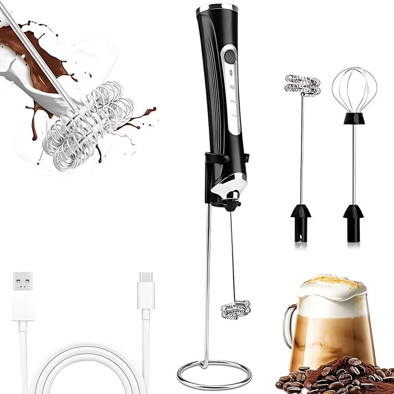 Kitchen Powerful Rechargeable Milk Frother with Stand Handheld Drink Mixer for Coffee, Matcha Electric Foam Maker Beater Household Appliances