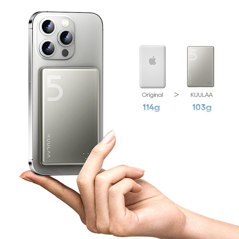 Kuulaa Magsafe Battery Pack 5000Mah Slim Magsafe Portable Charger 0.28In Magnetic Wireless Apple Portable Charger 20W USB-C Power Delivery Power Bank for Iphone 15/14/13/12 Serie