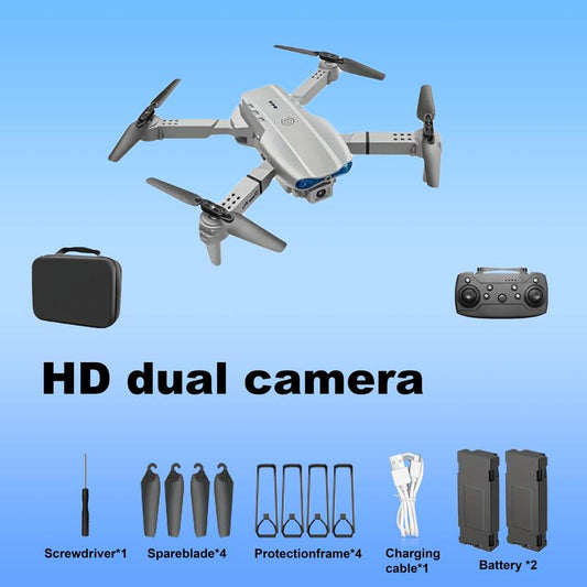 2025 Foldable Grey Drone with 4K Dual Camera for Adults, RC Quadcopter Wifi FPV Live Video, Altitude Hold, Headless Mode, 2 Batteries (E99-Grey),Springtok Charging Folding Automatic Protection Gps Chargeable