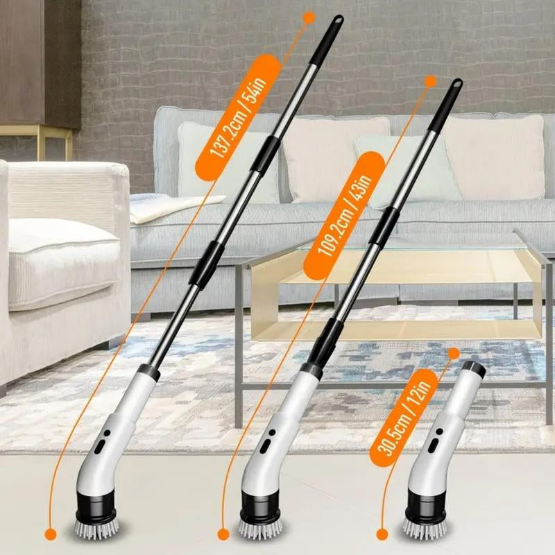 Spring Cleaning Must-Have,Electric Spin Scrubber with 9 Brush Heads,Dual Speed & Extendable Handle,Waterproof & 100-Min Battery,Cordless All-In-One Cleaning Kit for Bathroom & Kitchen ,Thoughtful Mother’S Day Gift