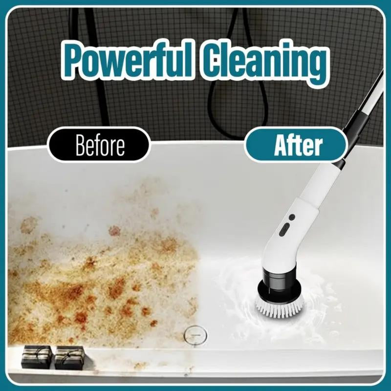 Spring Cleaning Must-Have,Electric Spin Scrubber with 9 Brush Heads,Dual Speed & Extendable Handle,Waterproof & 100-Min Battery,Cordless All-In-One Cleaning Kit for Bathroom & Kitchen ,Thoughtful Mother’S Day Gift
