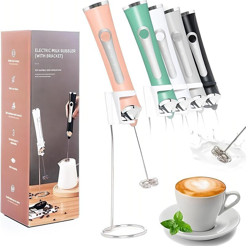 Kitchen Powerful Rechargeable Milk Frother with Stand Handheld Drink Mixer for Coffee, Matcha Electric Foam Maker Beater Household Appliances