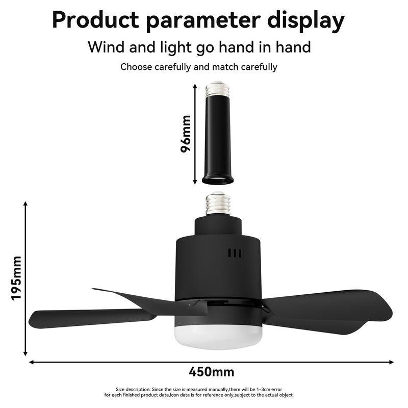 Socket Fan Light with Remote -1800Cfm Ceiling Fan Screws into the Light Socket - #Socketfan
