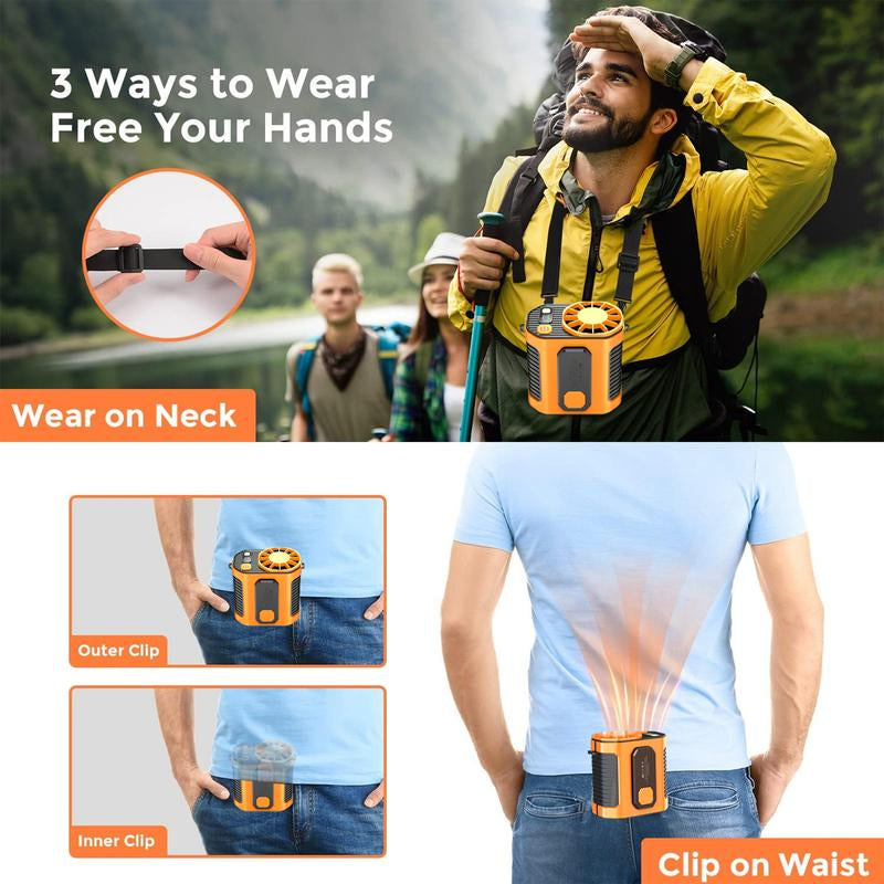 Portable Waist Fan Clip on Belt under Shirt W/Led Display & Flashlight, 5000Mah Battery Powered, Rechargeable 10-Speed 5300RPM Personal Cooling Fan for Construction, Warehouse, Outdoor Jobsite
