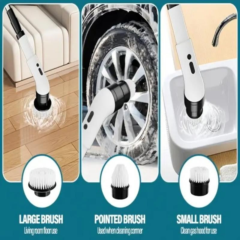 Spring Cleaning Must-Have,Electric Spin Scrubber with 9 Brush Heads,Dual Speed & Extendable Handle,Waterproof & 100-Min Battery,Cordless All-In-One Cleaning Kit for Bathroom & Kitchen ,Thoughtful Mother’S Day Gift