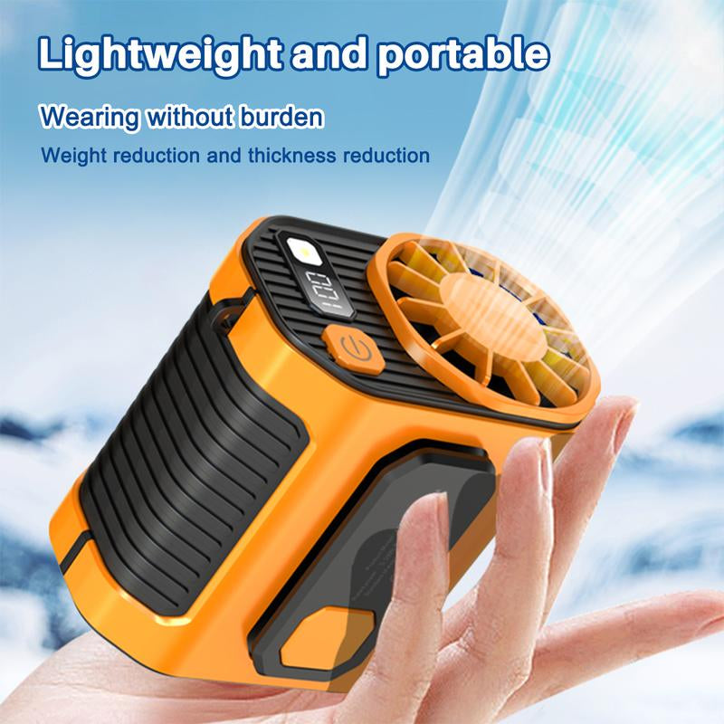 Portable Waist Fan Clip on Belt under Shirt W/Led Display & Flashlight, 5000Mah Battery Powered, Rechargeable 10-Speed 5300RPM Personal Cooling Fan for Construction, Warehouse, Outdoor Jobsite