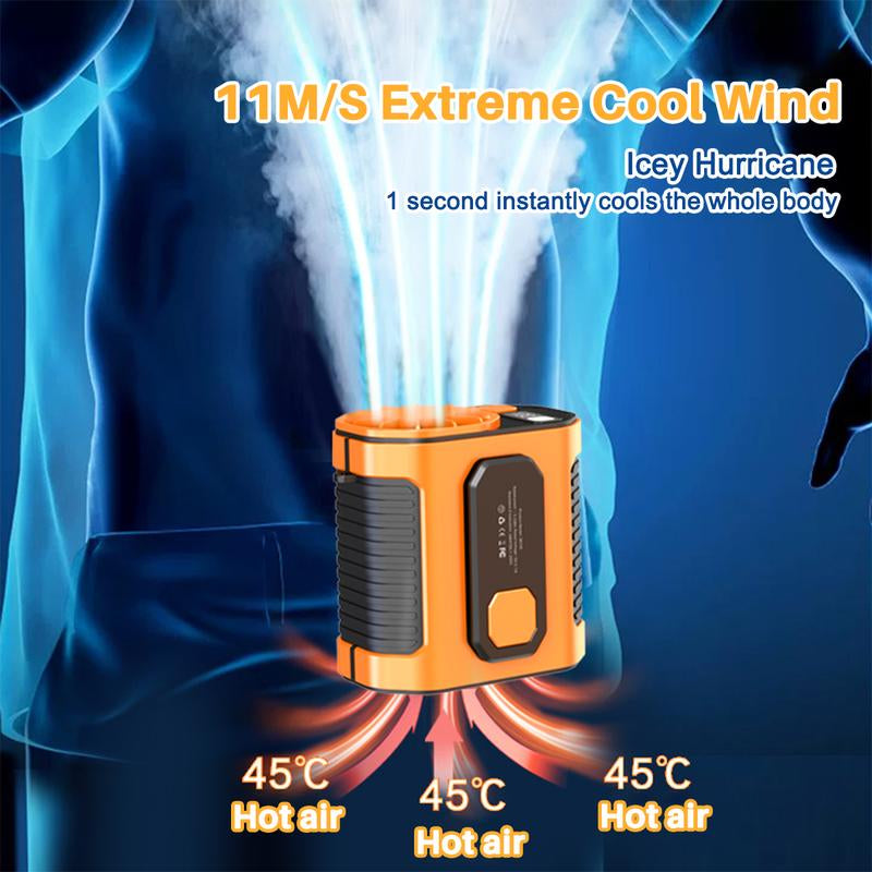 Portable Waist Fan Clip on Belt under Shirt W/Led Display & Flashlight, 5000Mah Battery Powered, Rechargeable 10-Speed 5300RPM Personal Cooling Fan for Construction, Warehouse, Outdoor Jobsite
