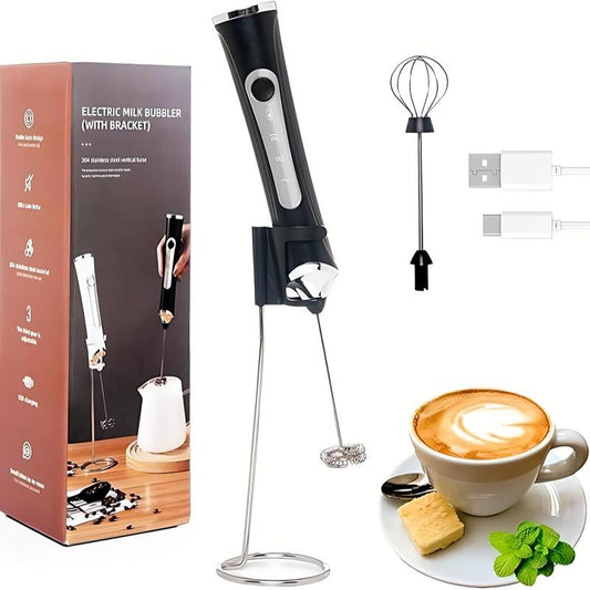 Kitchen Powerful Rechargeable Milk Frother with Stand Handheld Drink Mixer for Coffee, Matcha Electric Foam Maker Beater Household Appliances