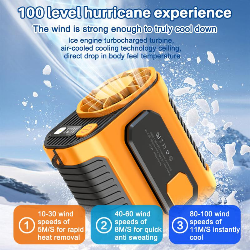 Portable Waist Fan Clip on Belt under Shirt W/Led Display & Flashlight, 5000Mah Battery Powered, Rechargeable 10-Speed 5300RPM Personal Cooling Fan for Construction, Warehouse, Outdoor Jobsite