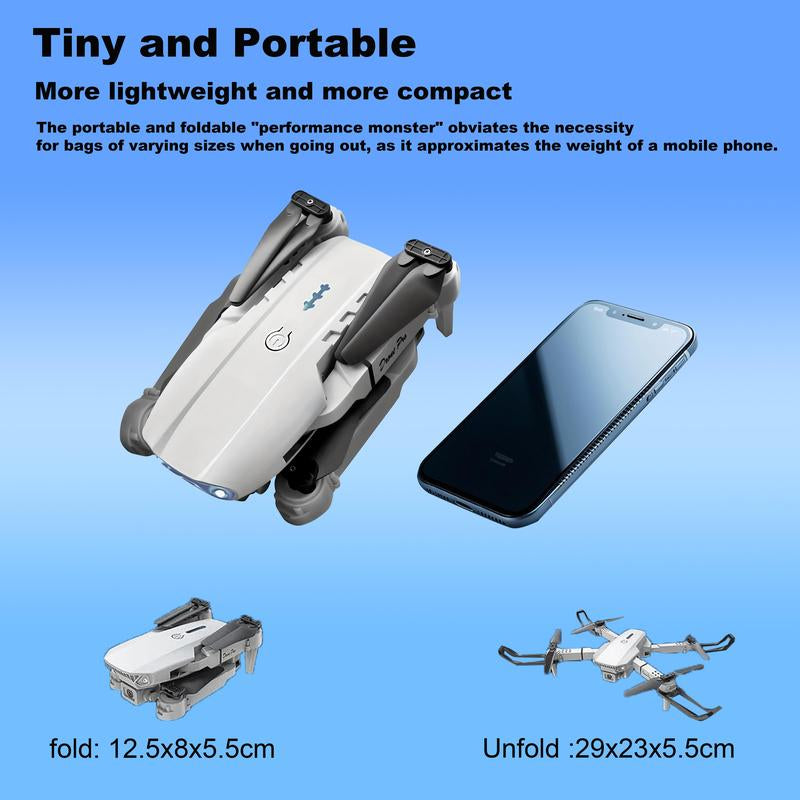 2025 Foldable Grey Drone with 4K Dual Camera for Adults, RC Quadcopter Wifi FPV Live Video, Altitude Hold, Headless Mode, 2 Batteries (E99-Grey),Springtok Charging Folding Automatic Protection Gps Chargeable